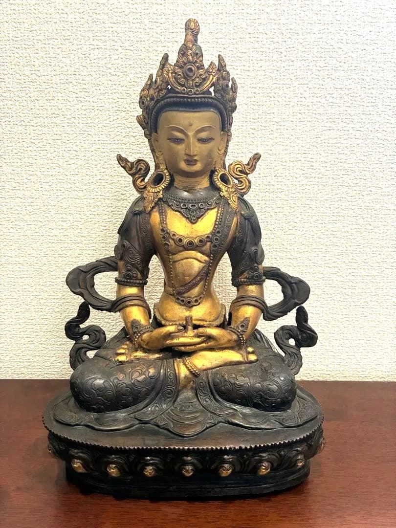 チベット　ネパール　無量寿仏坐像　仏像　金銅仏