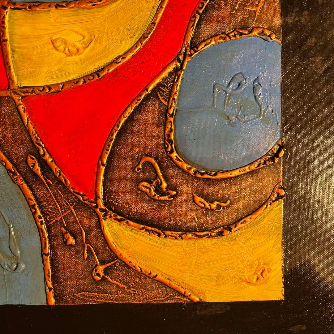 手書き油絵 抽象画 無題 額付 絵画 インテリア 油彩画