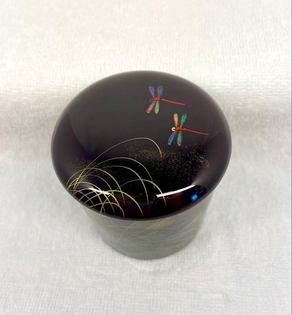 茶道具 棗 茶入 芒（ススキ）に 赤蜻蛉 蒔絵 金輪寺 宗景作【匿名配送】