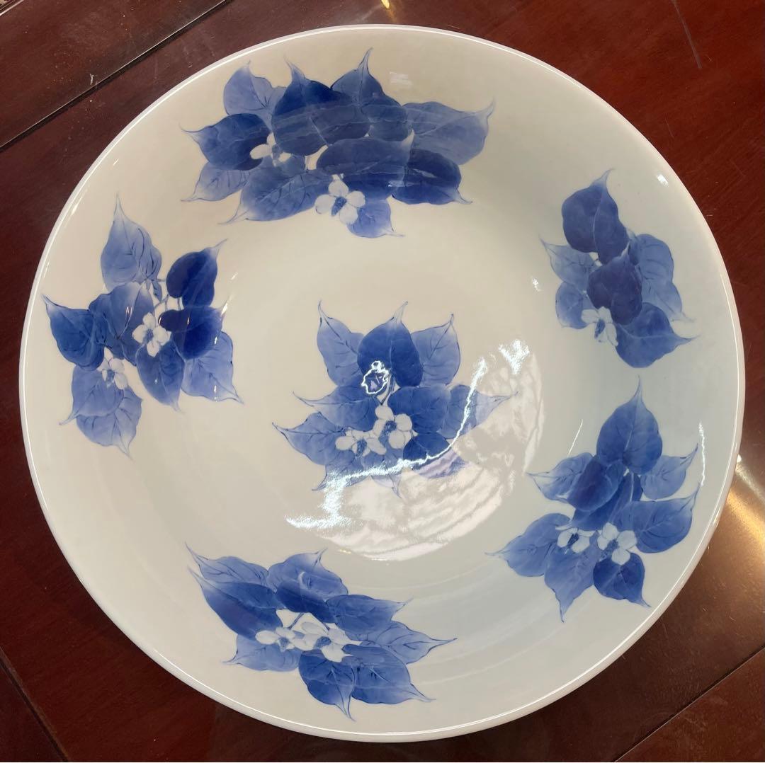 手描き染付大鉢　井上匠　染付十薬文鉢