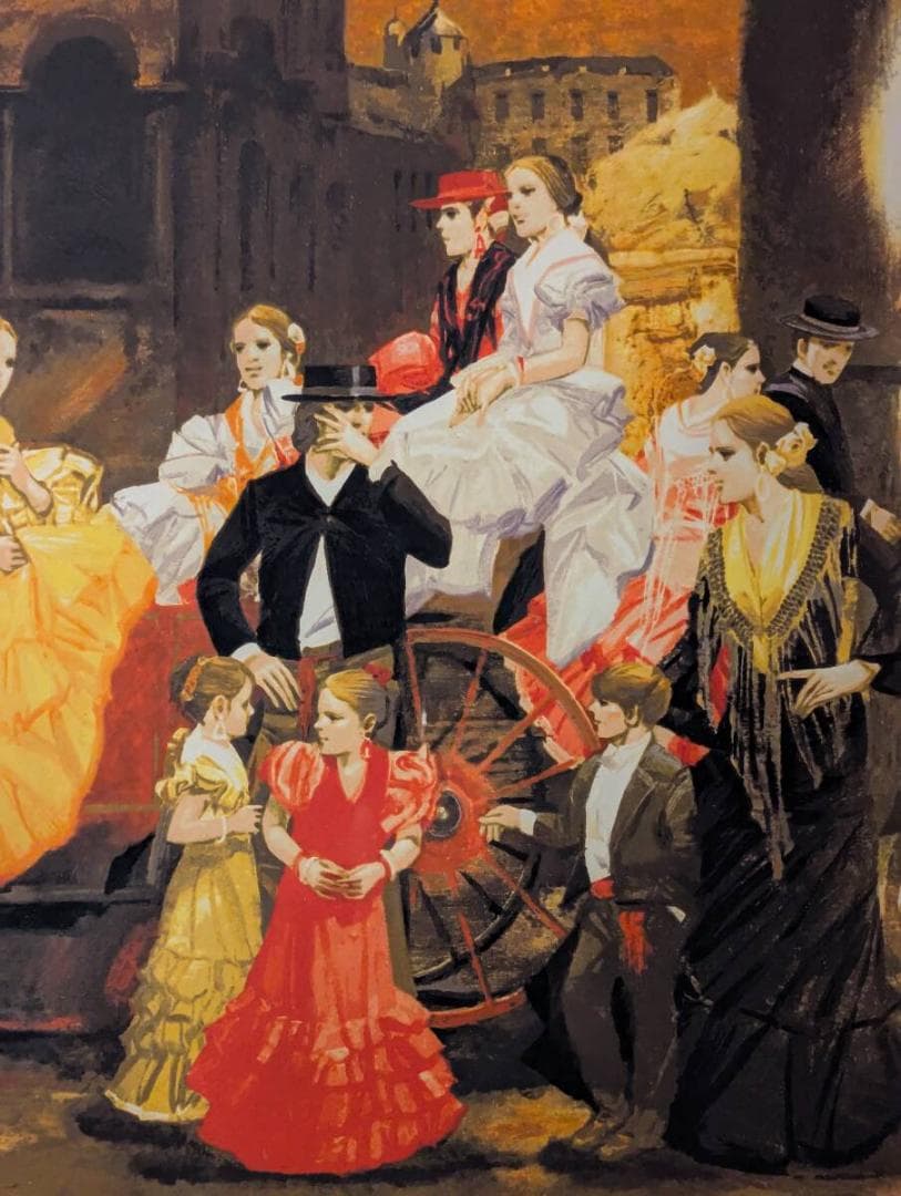 【真作】版画　斎藤三郎　リトグラフ　セビリアの華　スペイン舞踏　箱入　X13