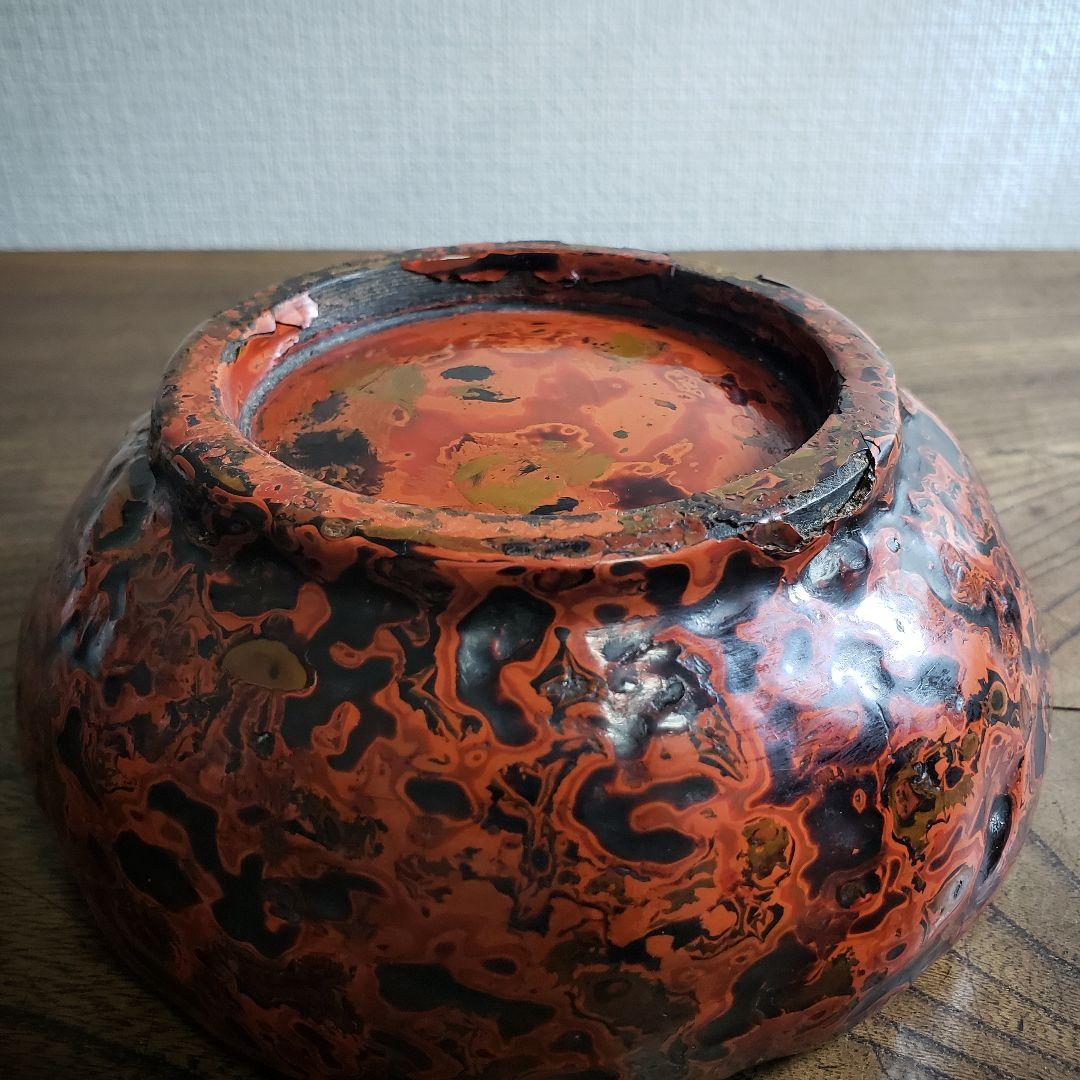 会津塗り　天然木　乾漆鉢　漆器　菓子鉢　小物入れ　会津漆師道具　訳あり　割れ