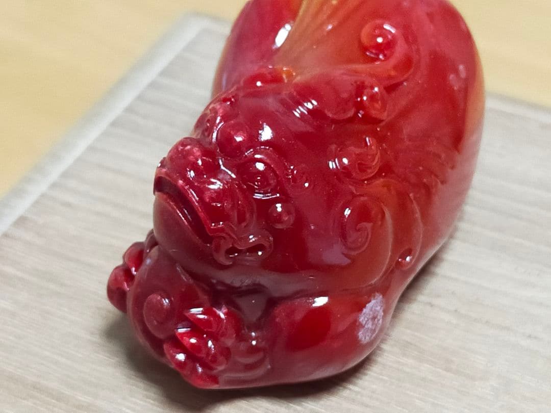 ♥中国　寿山石　獅子　置物　桐箱付き　古玩　骨董品