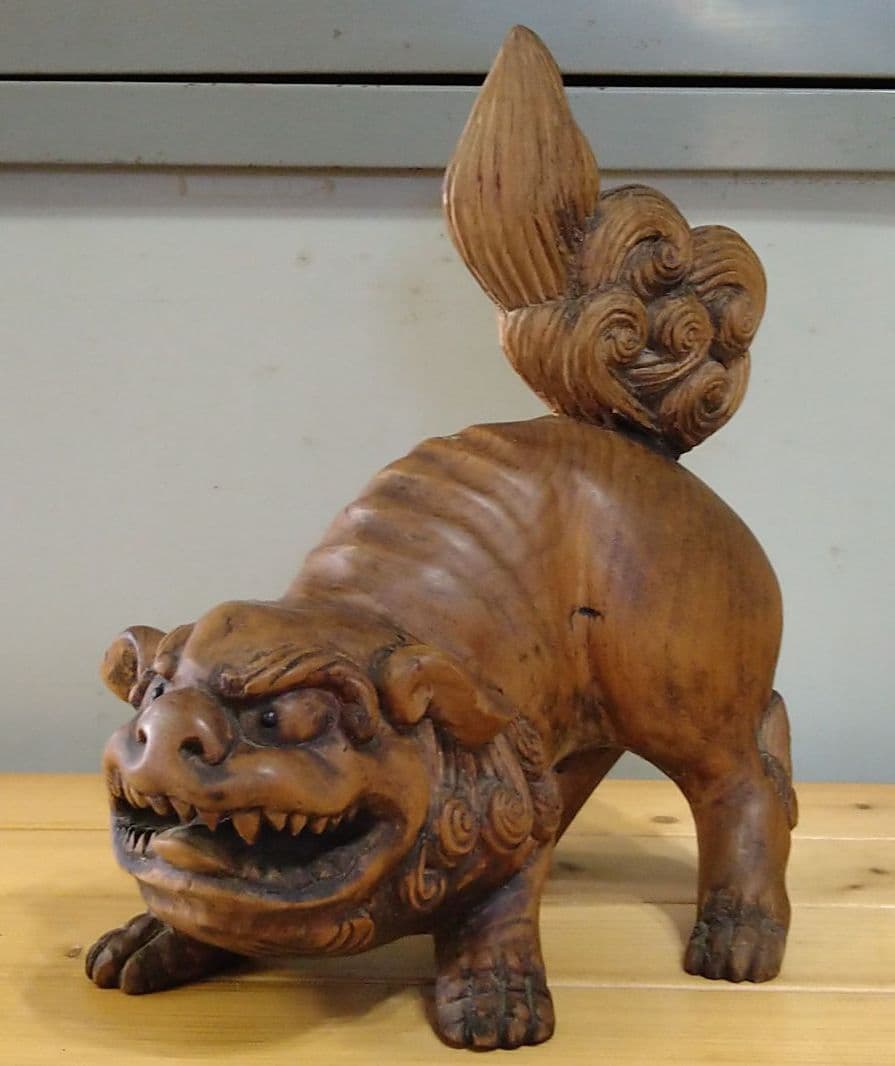 駒獅子 江戸前期 檜木彫