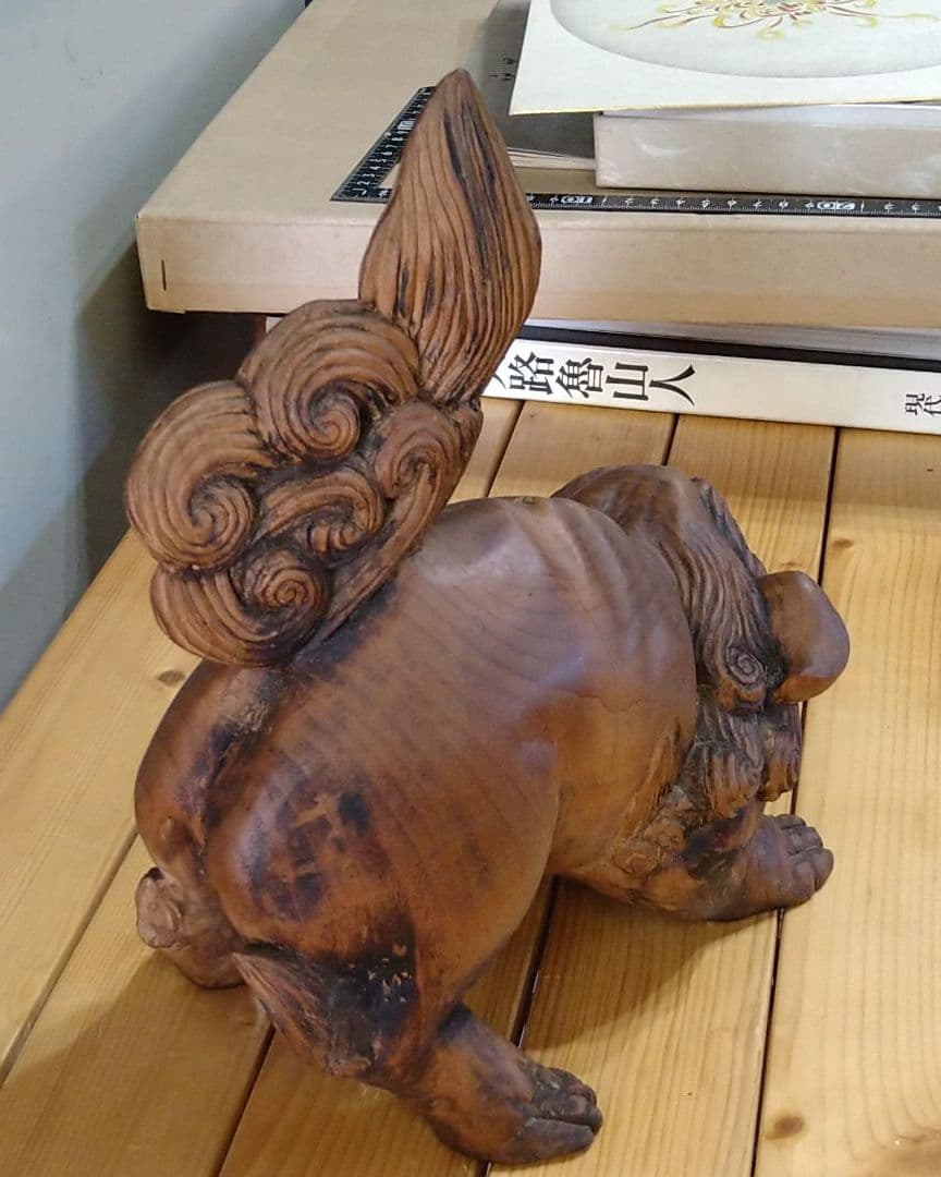 駒獅子 江戸前期 檜木彫