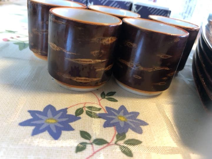 樺巻陶器 無地 お猪口 おしぼり