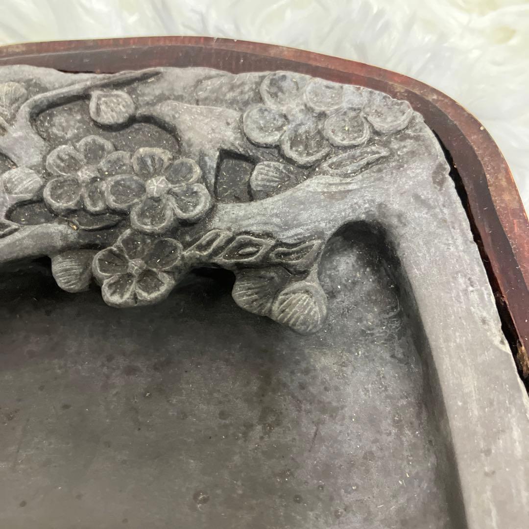 中国硯 唐硯 注册 端渓 商標 梅彫り すずり 書道具　貴重品
