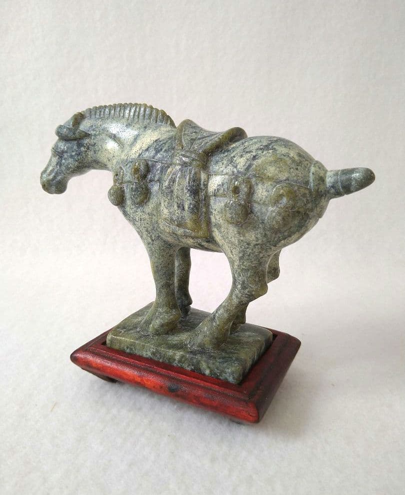 馬 石彫刻 中国 天然石 オブジェ アンティーク