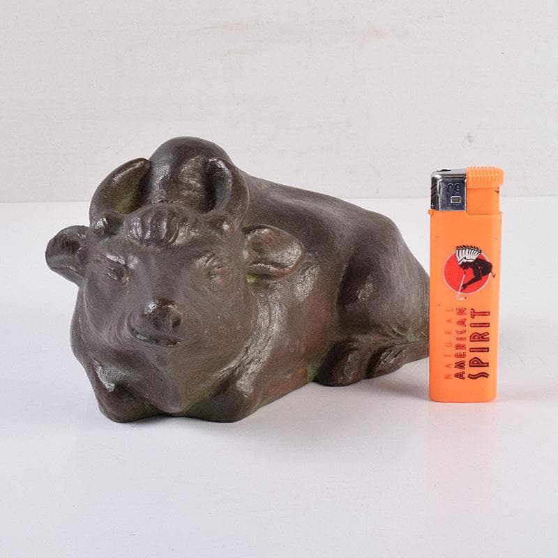 古銅　ブロンズ　牛　置物　在銘　C　R8960