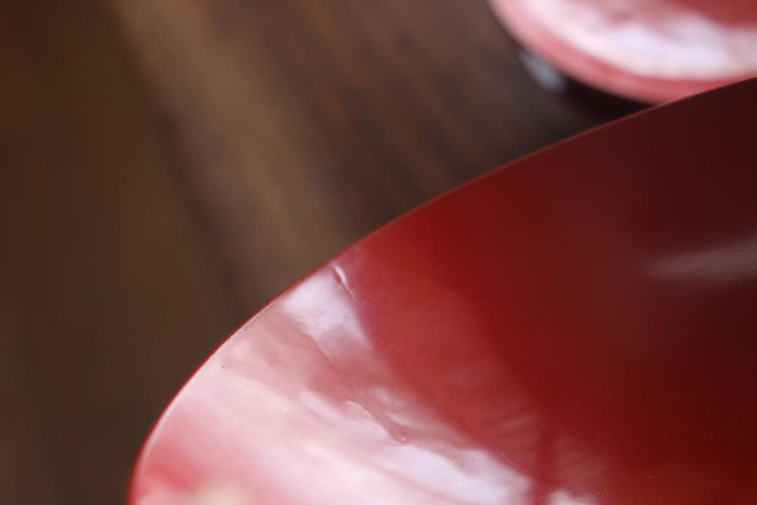 小傷有！時代朱漆に優美な薬玉蒔絵の映えるお椀2点（検輪島塗吸い物椀蒔絵椀