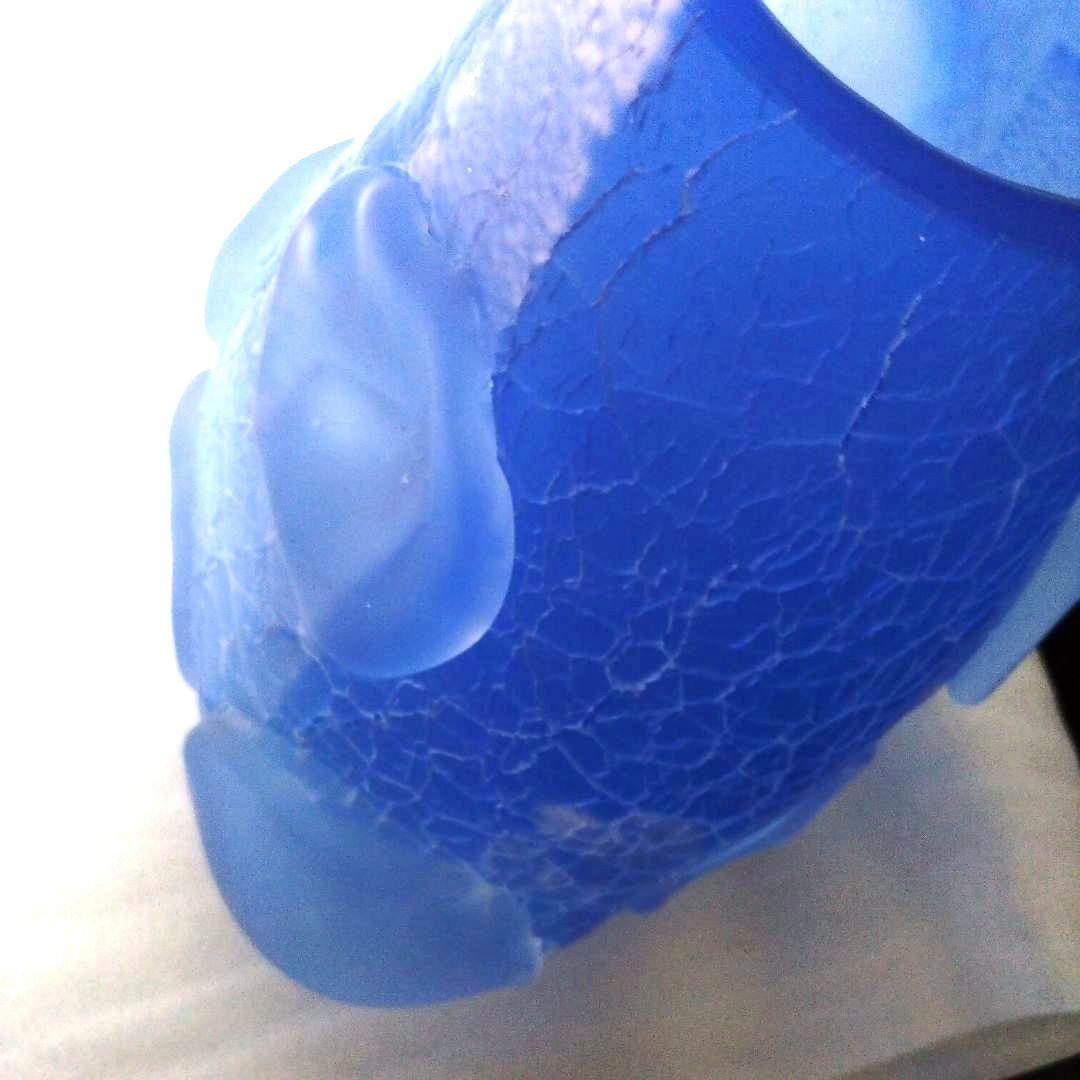 岩田　ガラス　優しい青　銀箔　工房　作家１点もの　花器　アート