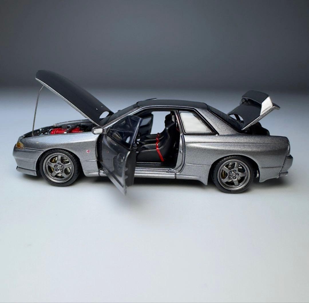 FH 1/64 日産 GT-R R32 グレー フル開閉 ダイキャストミニカー
