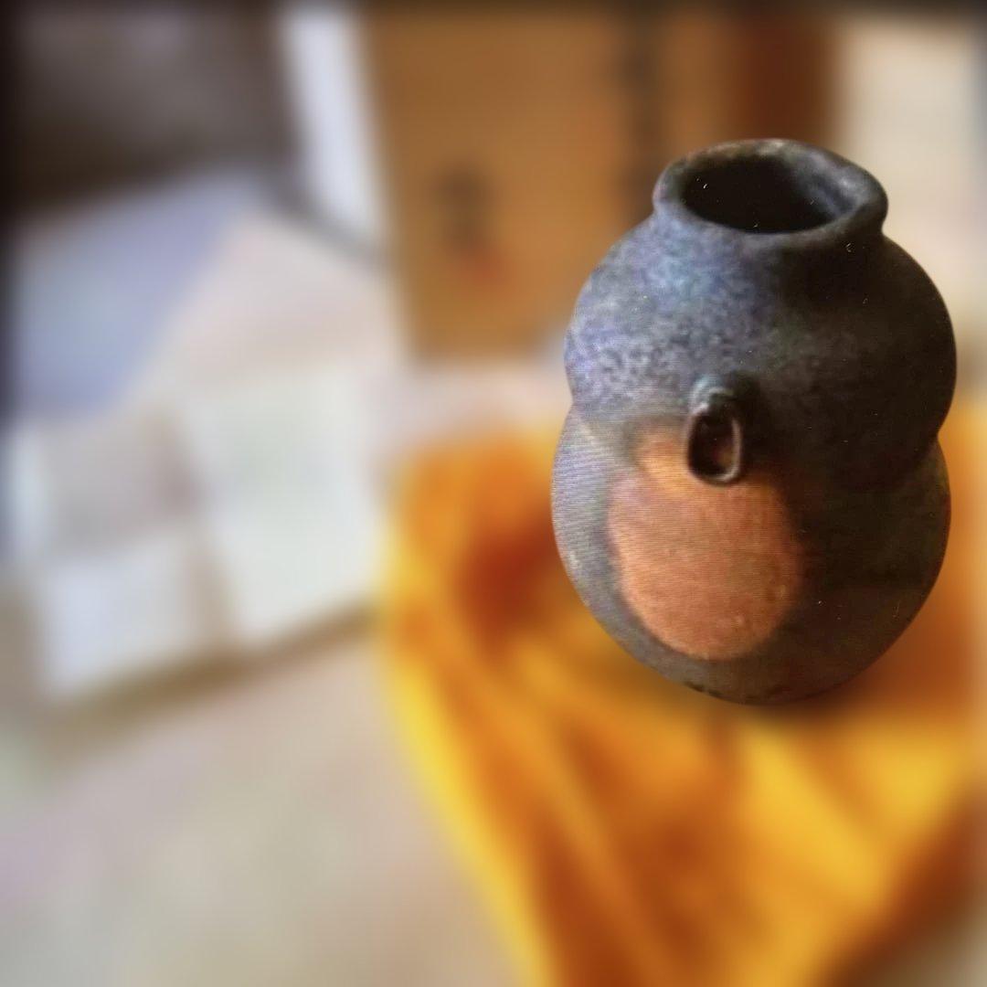 ▶︎ ◎備前窯変掛花入　松本勝哉　たぬき？ひょうたん？