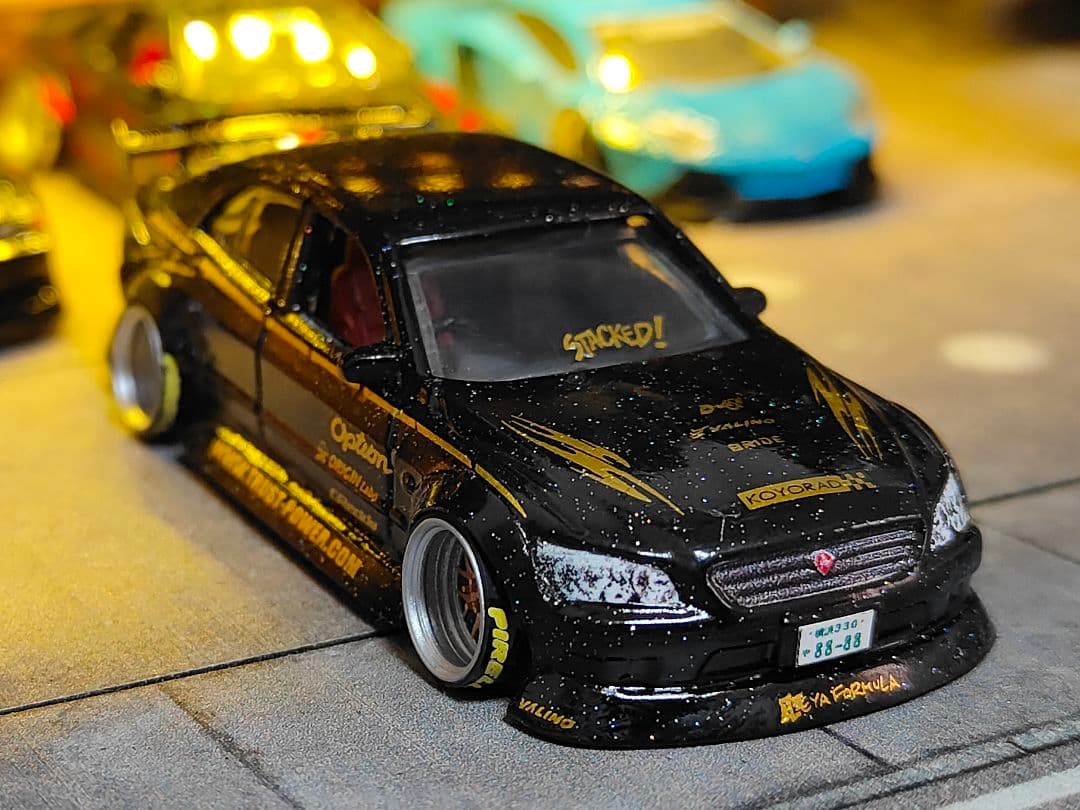 ホットウィールカスタム トヨタ アルテッツァ フルエアロ ドリ車深リムトミカ改造