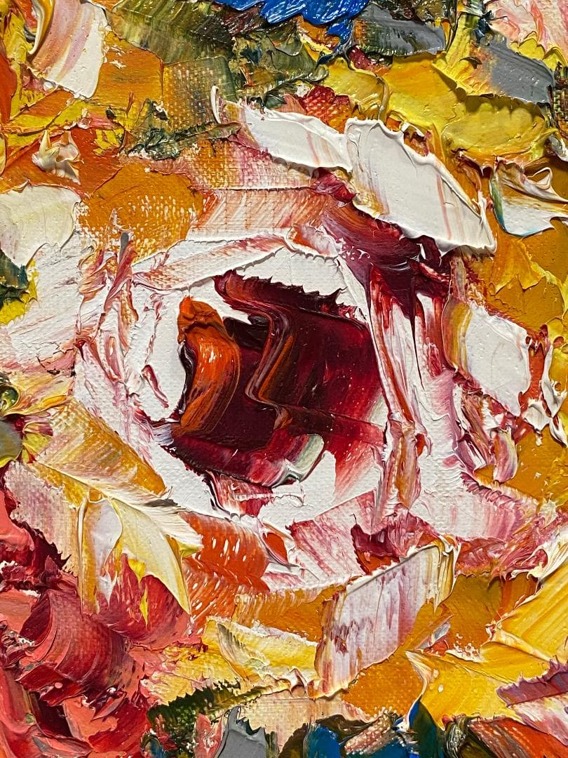 「真作」藤田邦明「バラ」静物画　油彩画　額装　サイン有り　F10号