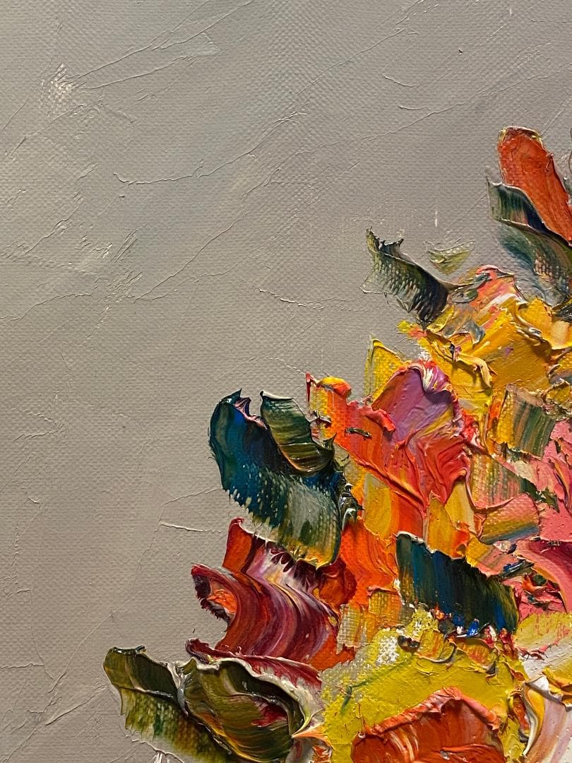 「真作」藤田邦明「バラ」静物画　油彩画　額装　サイン有り　F10号