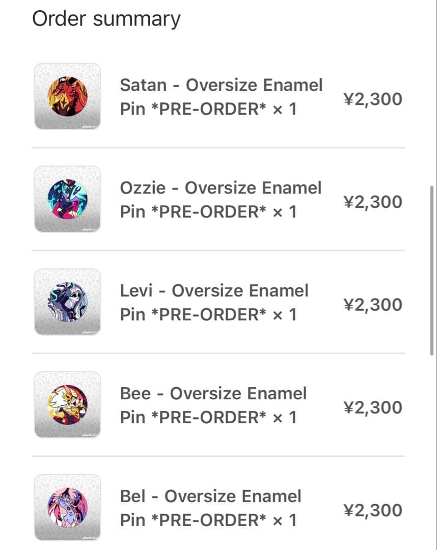 ヘルヴァボス 大罪 特大ピンバッジセット