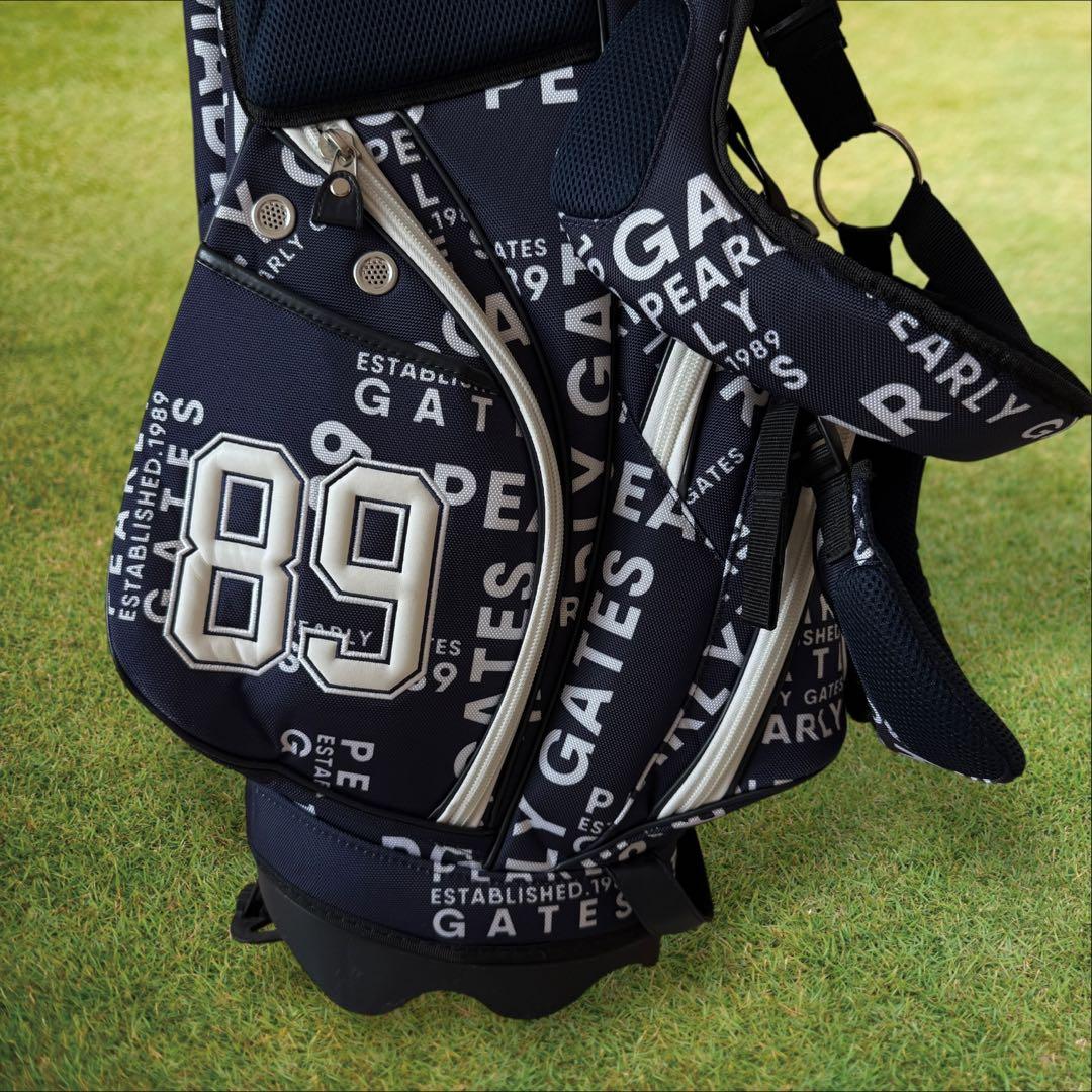 パーリーゲイツ　キャディ バッグ　ショルダー式　スタンド式　軽量　総柄　紺