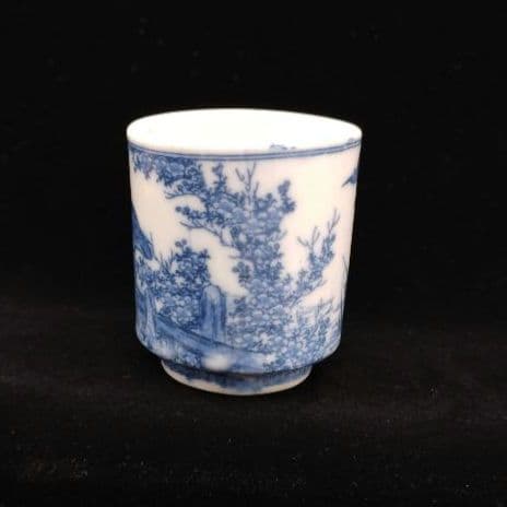 古伊万里　銅板摺印判　覗き猪口　水草に鳥図　明治時代　珍品