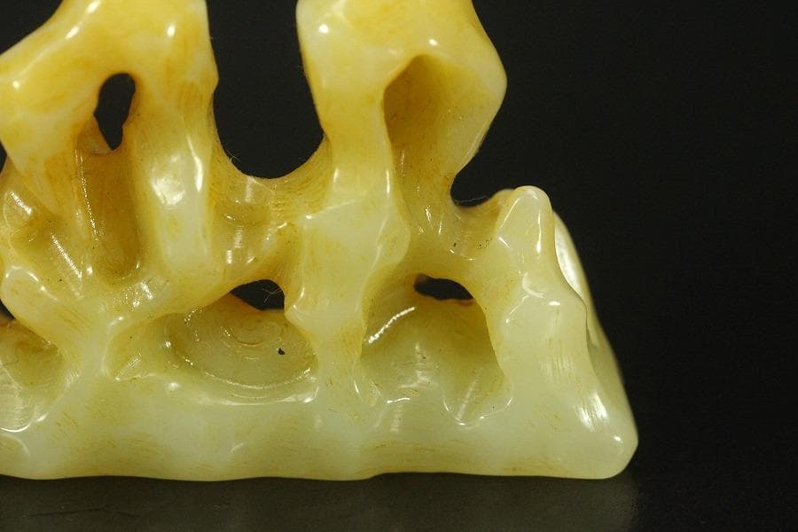 中国美術 白玉石 刻 太湖石 筆架 文房四宝(HA427)