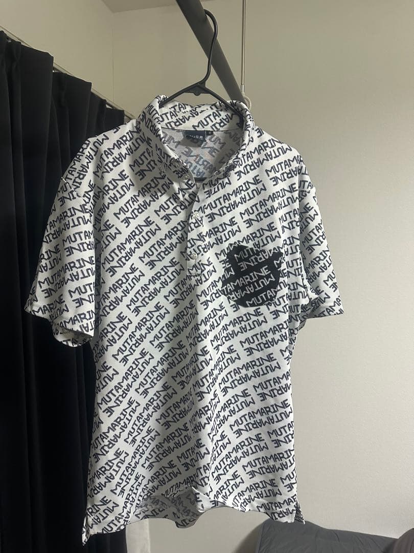 muta ダイアゴナル ジャガード ポロシャツ ホワイト