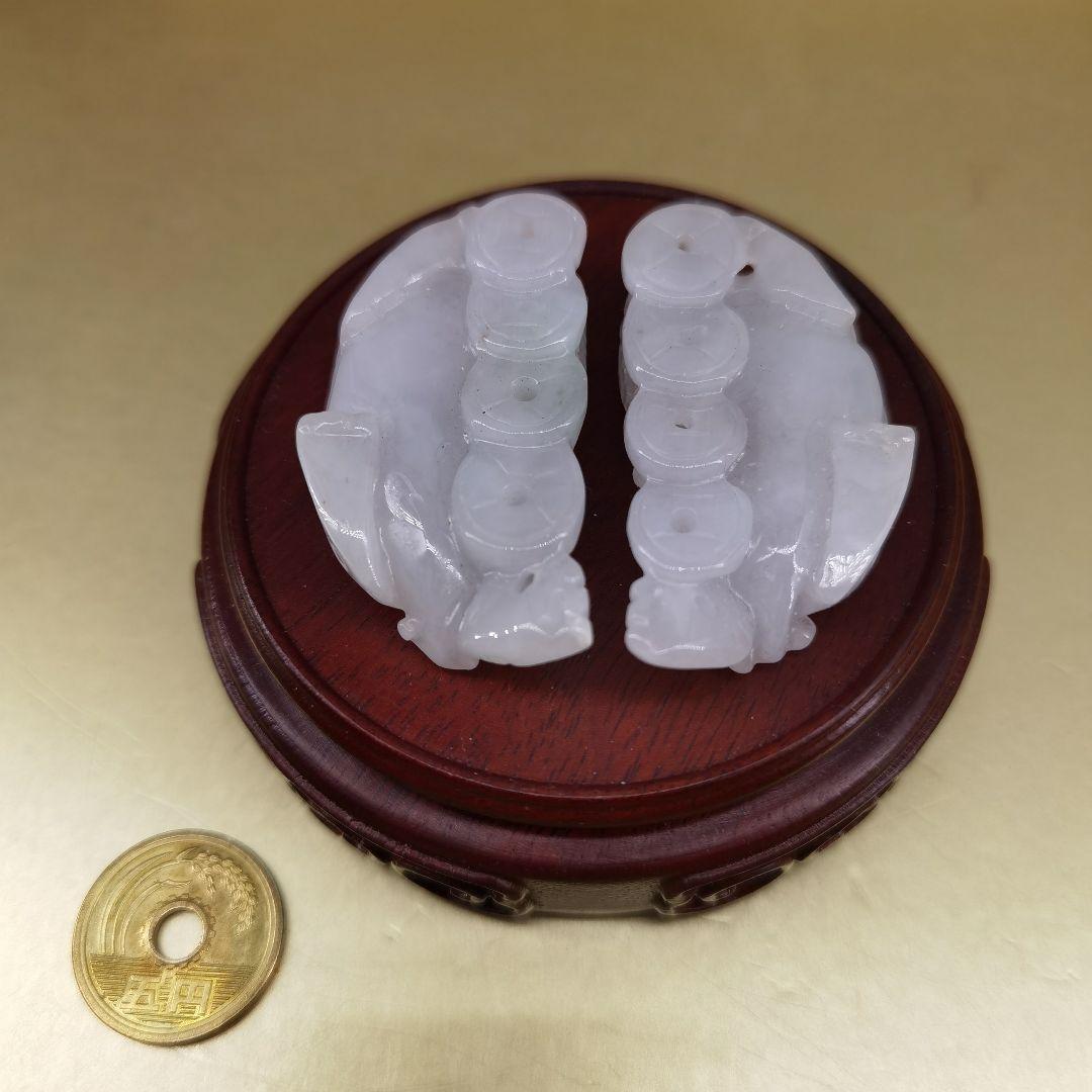 《整理番号:BH036》薄紫色翡翠彫刻貔貅(ヒキュウ)ペンダント二点セット