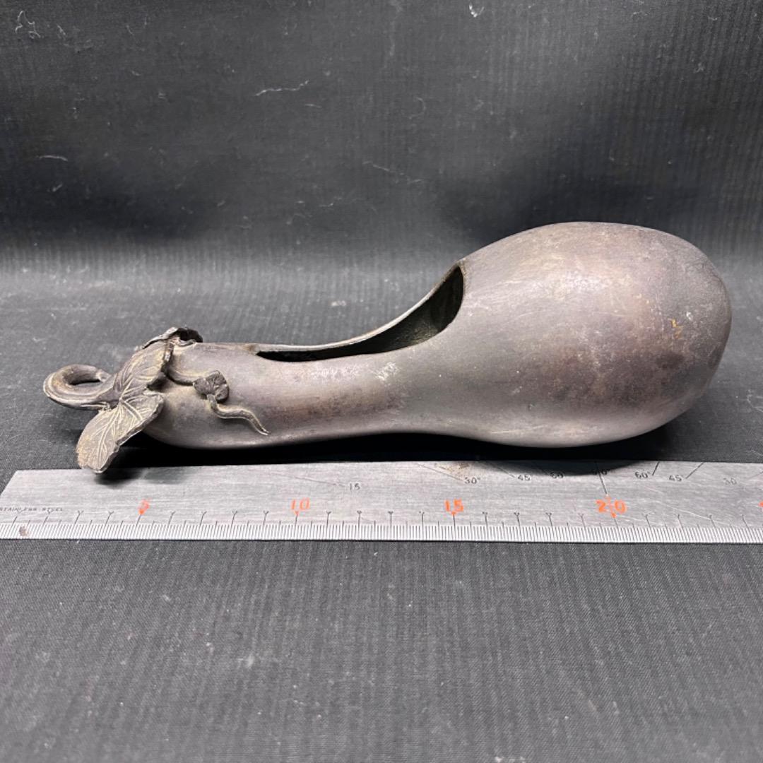 ▽Eb左1112 茶道具 古銅　銅器　掛花入  瓢箪