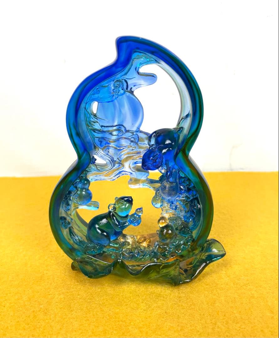 希少 琉園 tittot 高級ガラス工藝 台湾 福禄綿享 鼠 瑠璃ガラス