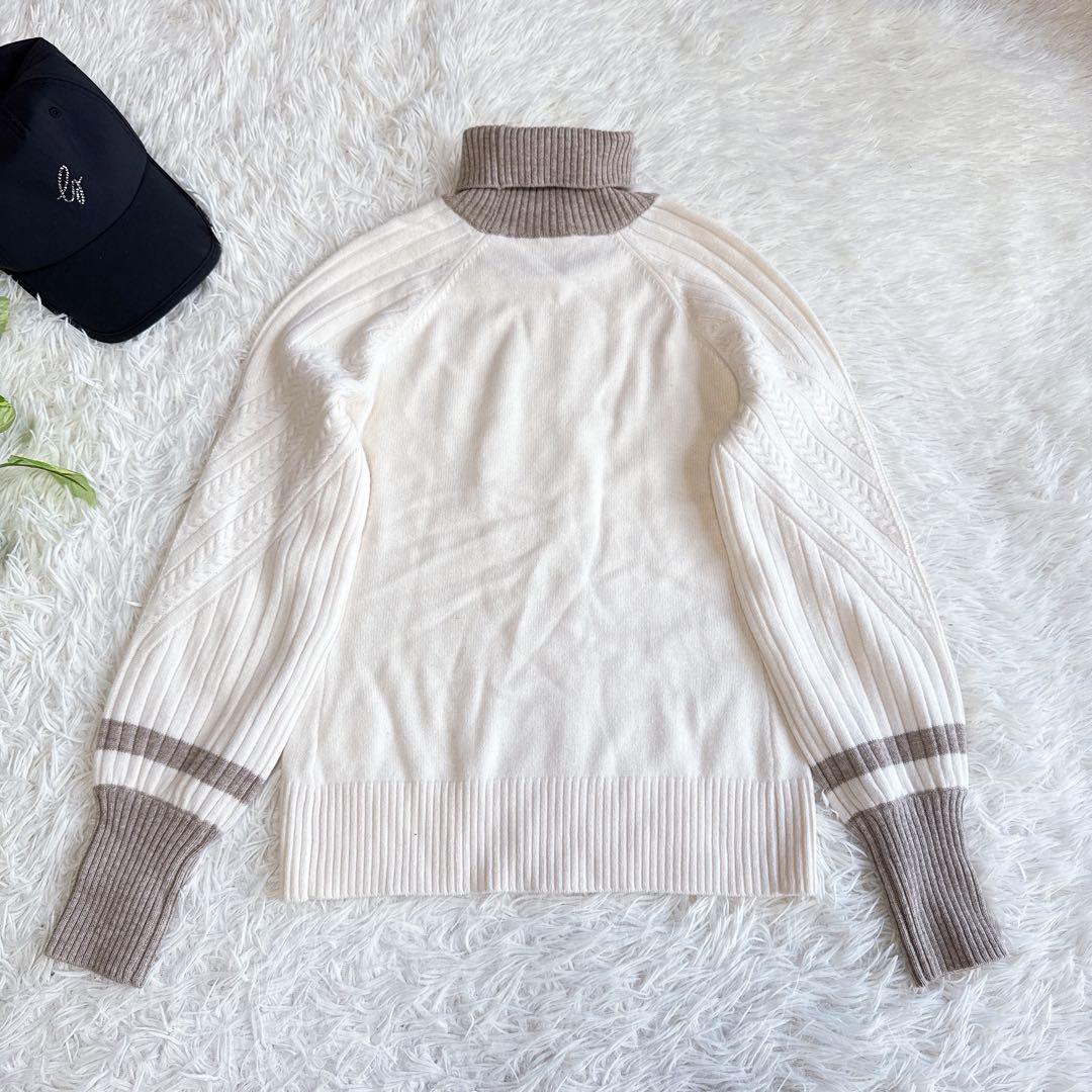 【デサントゴルフ】美品♡ニットセーター タートルネック ベージュ luxe M