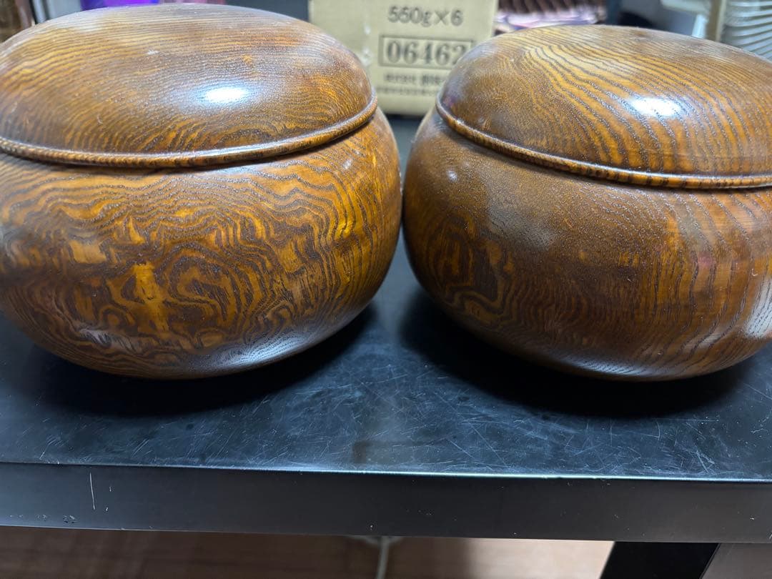 囲碁石セット 白黒 木製容器付き