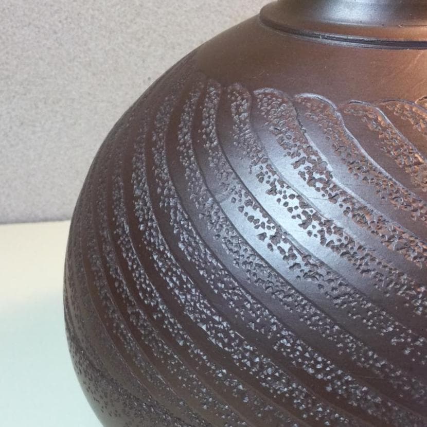 陶芸　手作り陶器　壷　線文