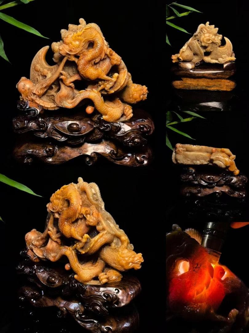 中国古美術・九五之尊の印鑑・寿山石水晶金糸田黄印章・純手彫り・風水開運・文房具