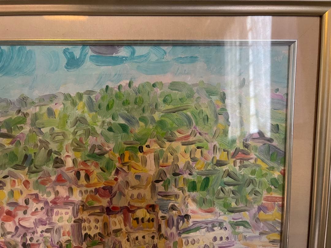 【O-1403】絵画 風景画 油彩画 油絵 点描 作者不明