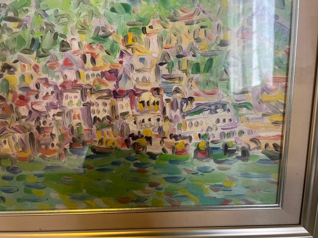 【O-1403】絵画 風景画 油彩画 油絵 点描 作者不明