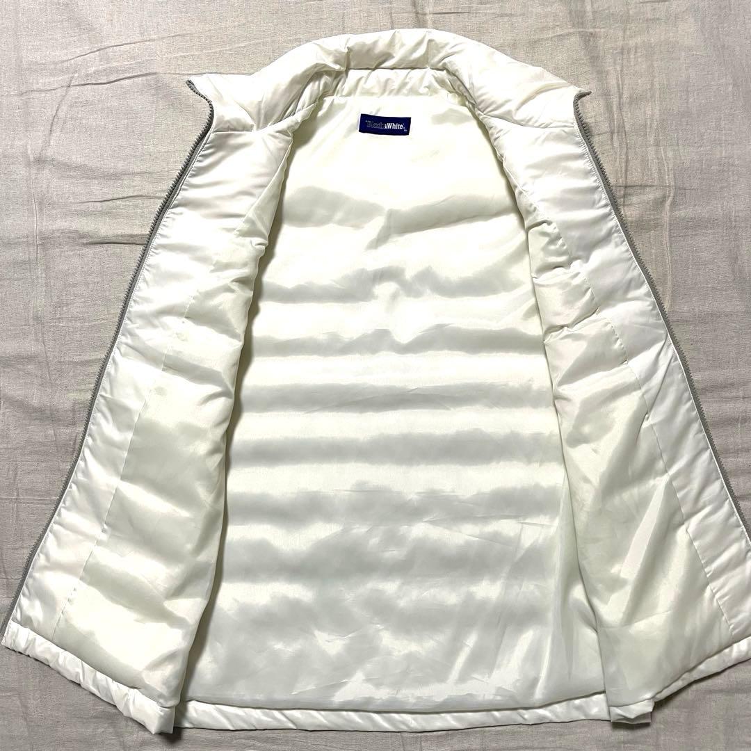 ●ブラックアンドホワイト●フルジップダウンベスト LL 白系 ゴルフ ホワイト