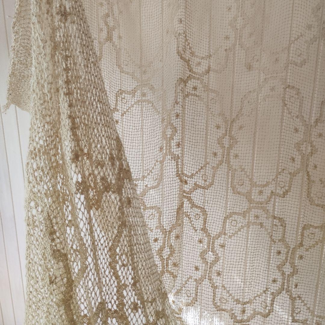 ハンドワークコットンフィレレース　生成り　フリークロス