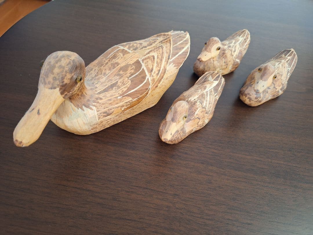 竹細工　親カモとヒナのセット