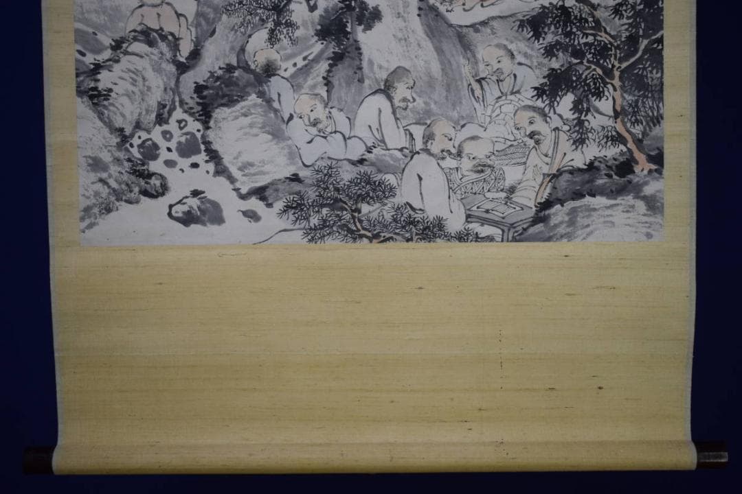 真作/山本梅荘/十六羅漢/布袋屋掛軸HH-10