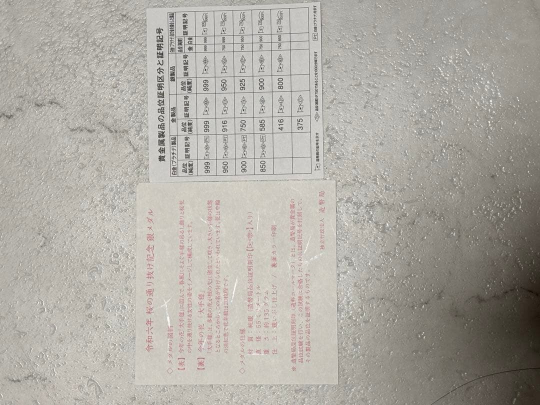 令和六年 桜の通り抜け記念銀メダル