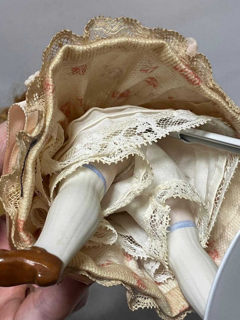 ビスクドール　アンティークのコレクション用磁器人形 (Kemper かつら)