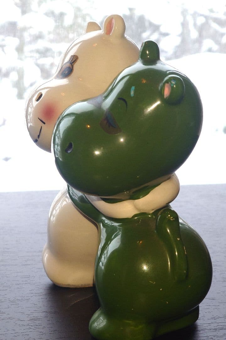 主観 無版権　ムーミン ＆ノンノン　陶器貯金箱　ネット検索しても唯一無二