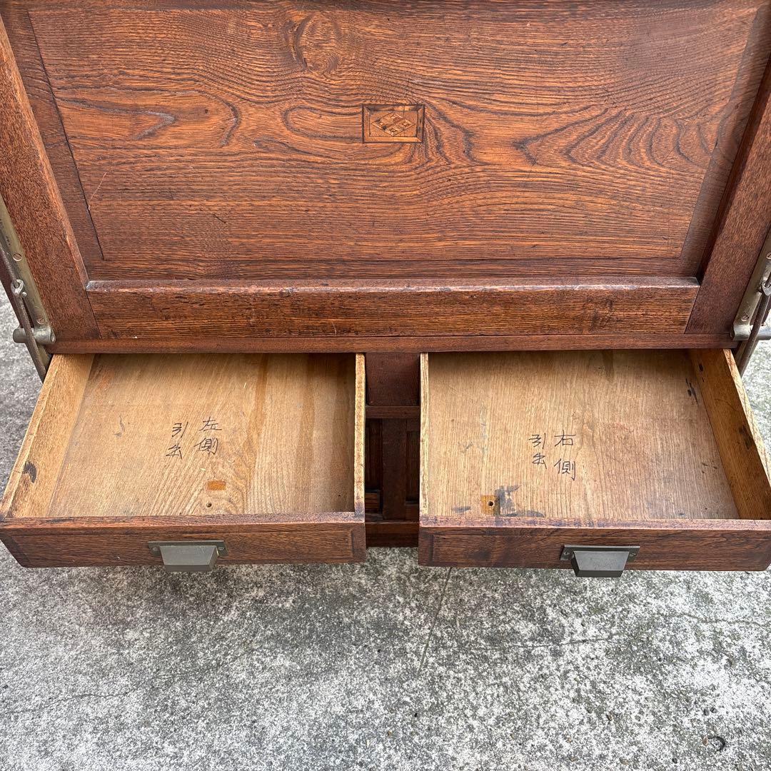 アンティーク　ライティングビューロー　實用新案　ライティングディスク　木製　文机