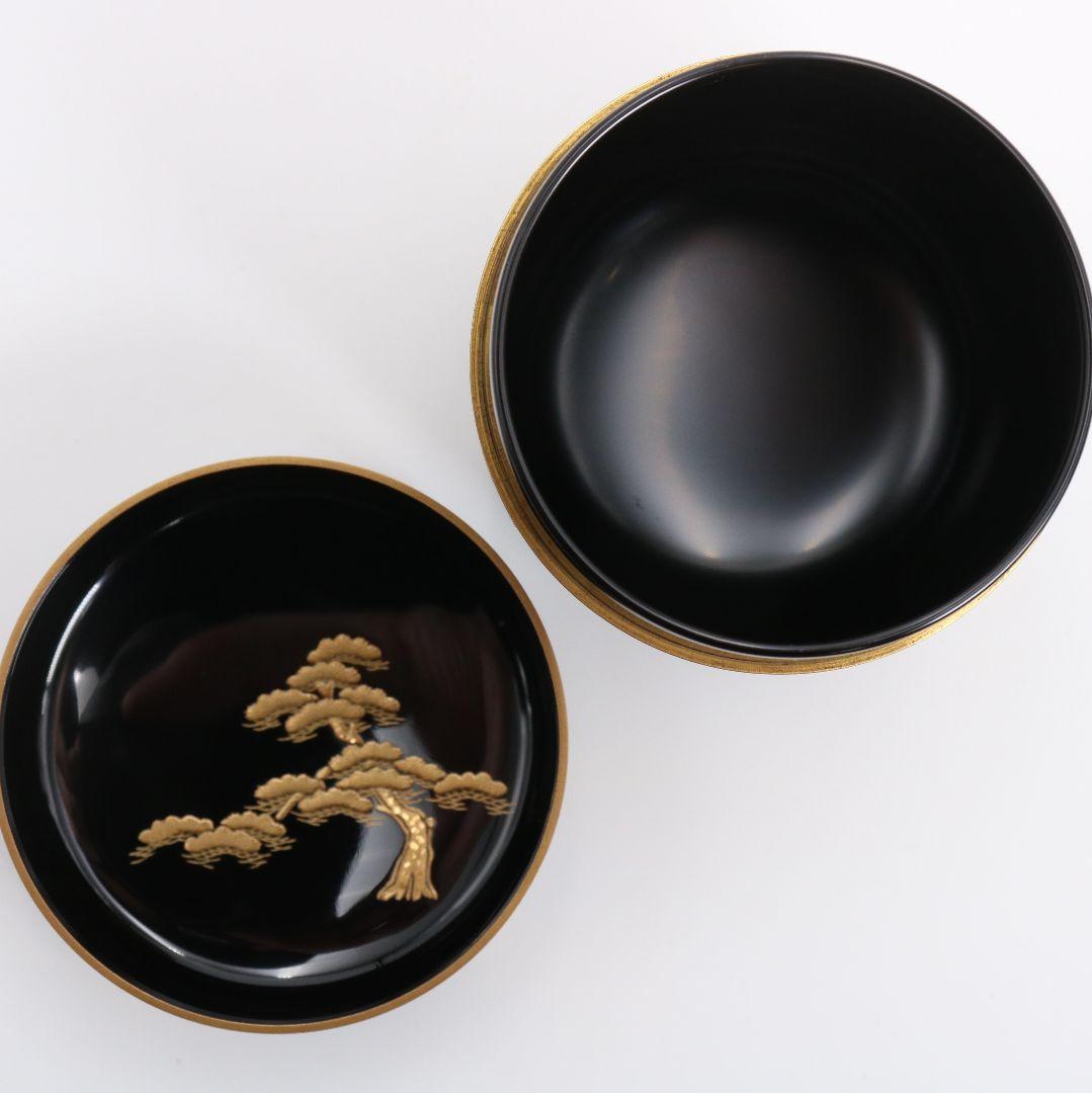 紫香(谷内一則)作 遠山松蒔絵 大棗 茶道具 共箱共布　V941　N8