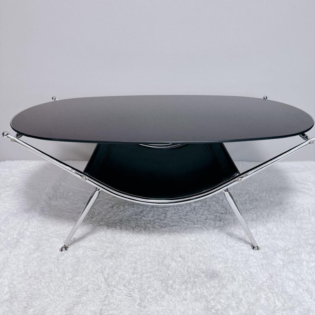 センター ガラステーブル 北欧レトロ ミッドセンチュリー アイアンフレーム