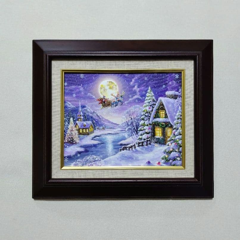 ぷ*あ様 【雪の降る夜】アクリル画 F3 風景画 絵画