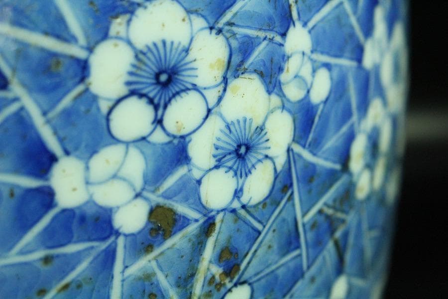 茶道具 茶壺 古 唐物 梅花氷裂紋 壷 32.5cm在銘 瀬戸壷(K-A397)