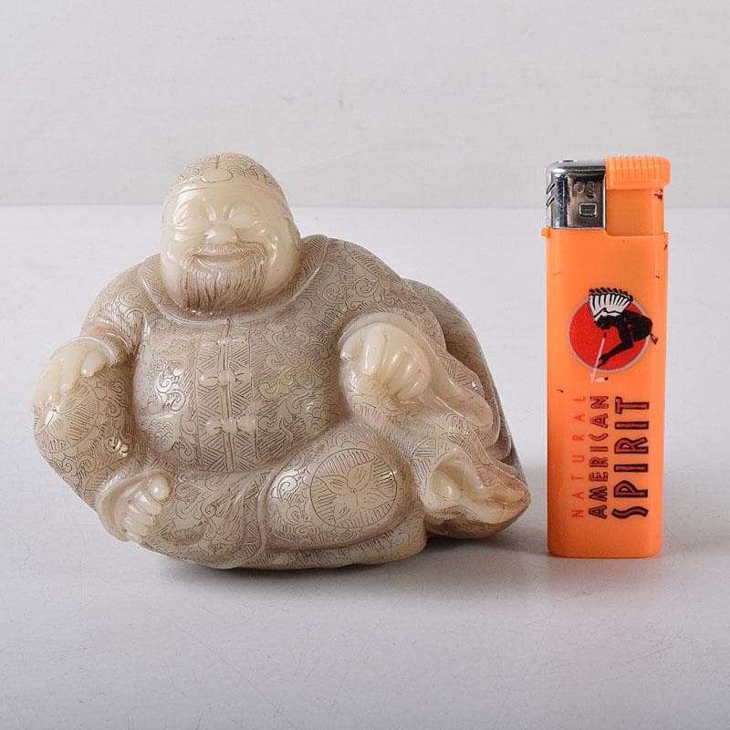 中国美術　玉石細密彫刻　白玉唐人物像　置物　古玩　M　R8236