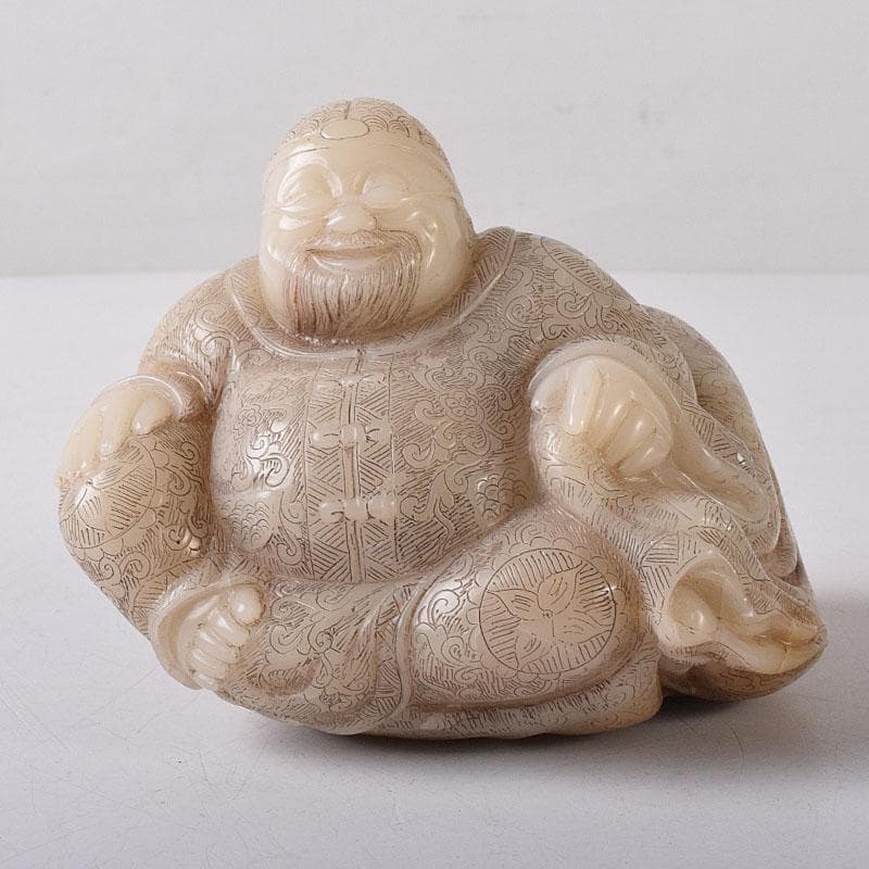 中国美術　玉石細密彫刻　白玉唐人物像　置物　古玩　M　R8236
