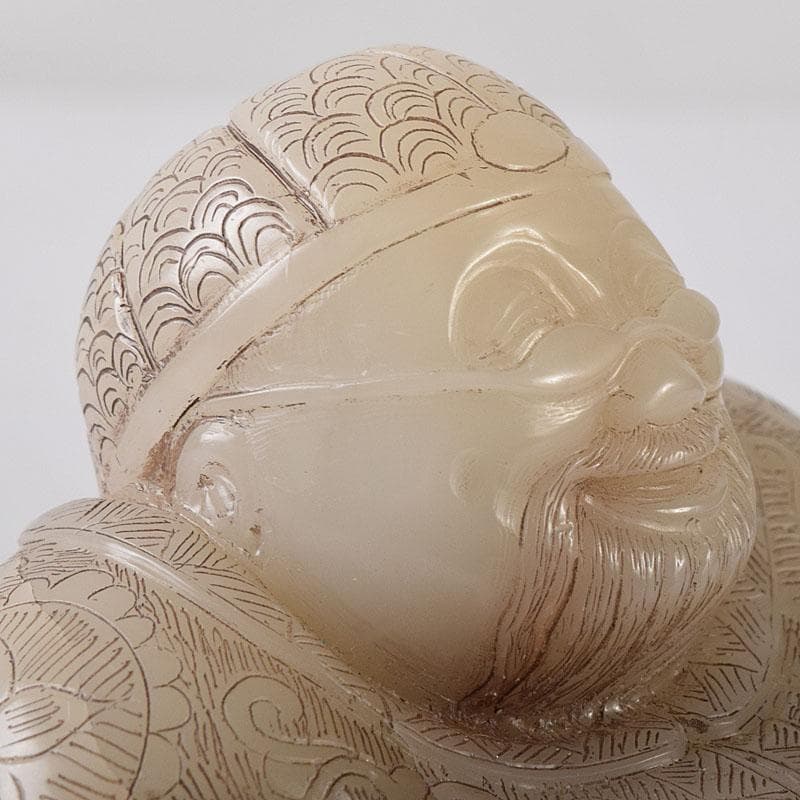 中国美術　玉石細密彫刻　白玉唐人物像　置物　古玩　M　R8236