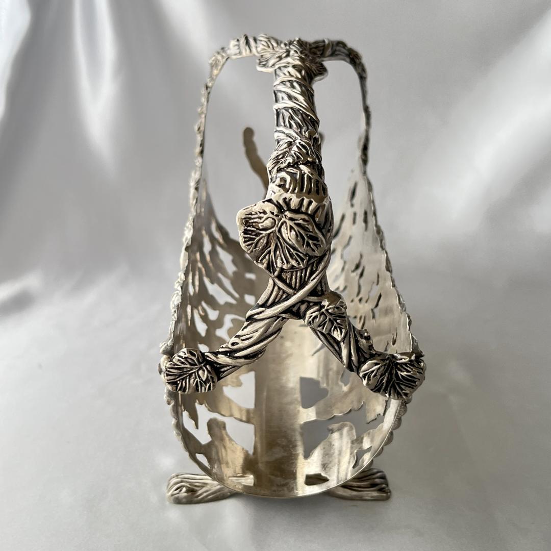 【英国】ワインボトルホルダー【シルバープレート】葡萄と蔦のレリーフ